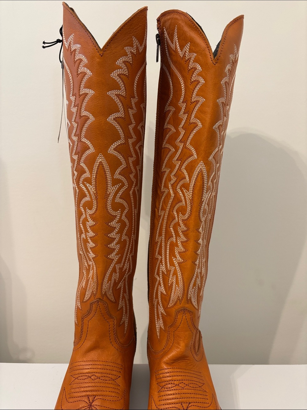 Liberty Black Women's Tall Western Boots - Tan Leather with White Stitching